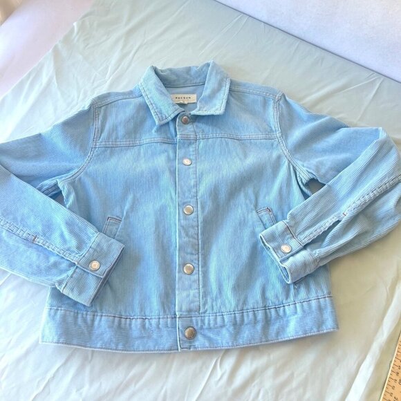 Pac Sun Corduroy Cropped Baby Blue Jacket Size Medium - Picture 2 of 8